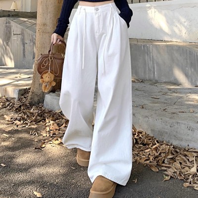 高腰抽绳阔腿长裤